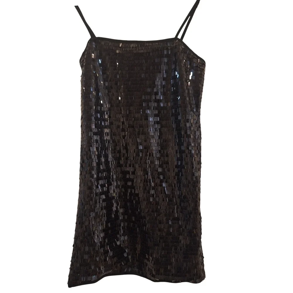 New Olivaceous Sequin MiniDress Sz S Black Sparkly Party Gatsby Cocktail Evening